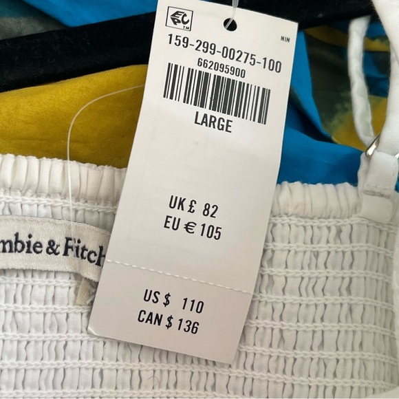 Abercrombie & Fitch White Dipped-Waist Smocked Midi Dress NWT Large - Picture 7 of 11